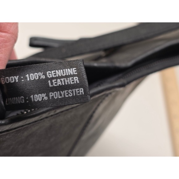 Born Black Distressed Leather Crossbody Bucket Bag Womens Hobo Shoulder Purse - Picture 9 of 10